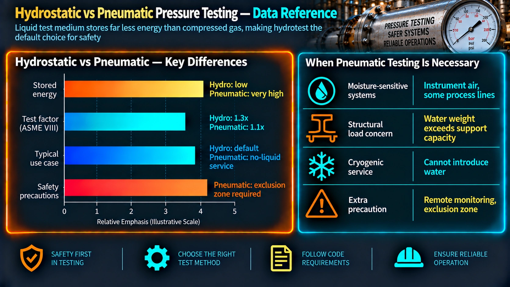 Hydrostatic versus pneumatic pressure testing key differences and when pneumatic testing is necessary