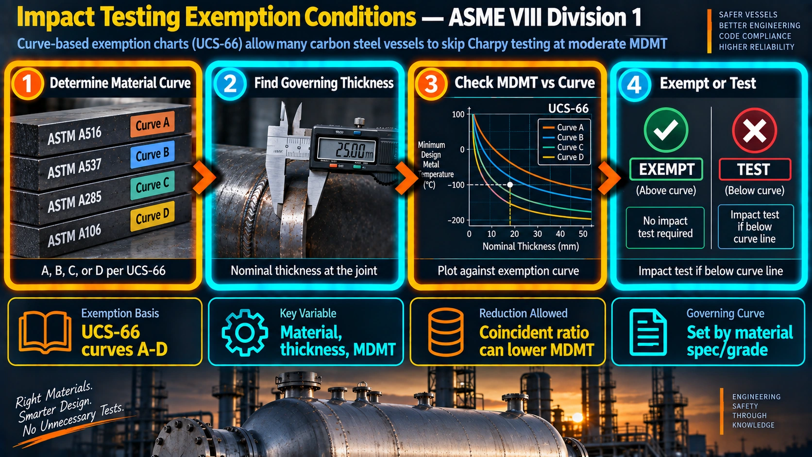 ASME Section VIII impact testing exemption determination process using UCS-66 curves