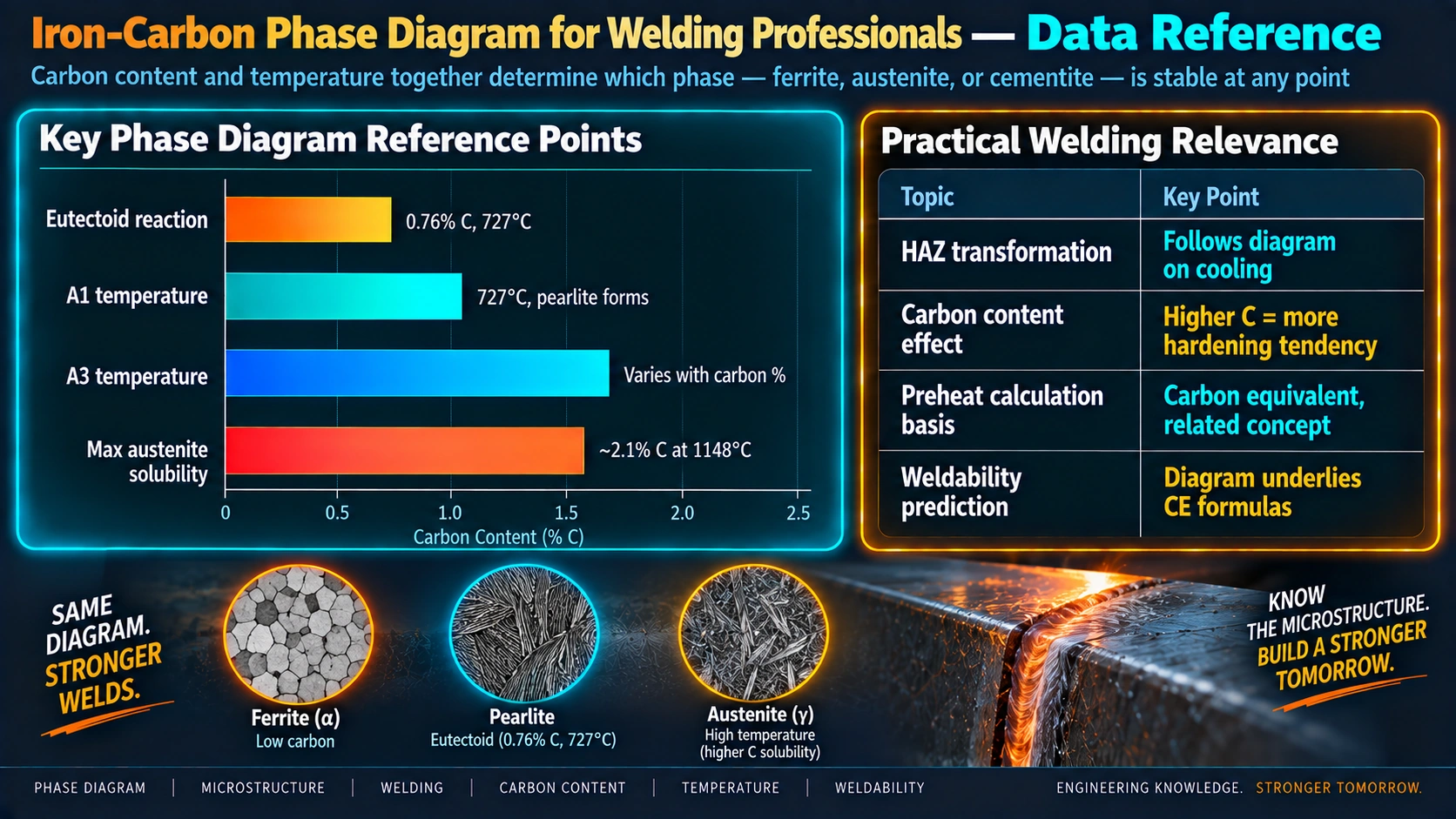 Iron carbon phase diagram key reference points and practical welding relevance