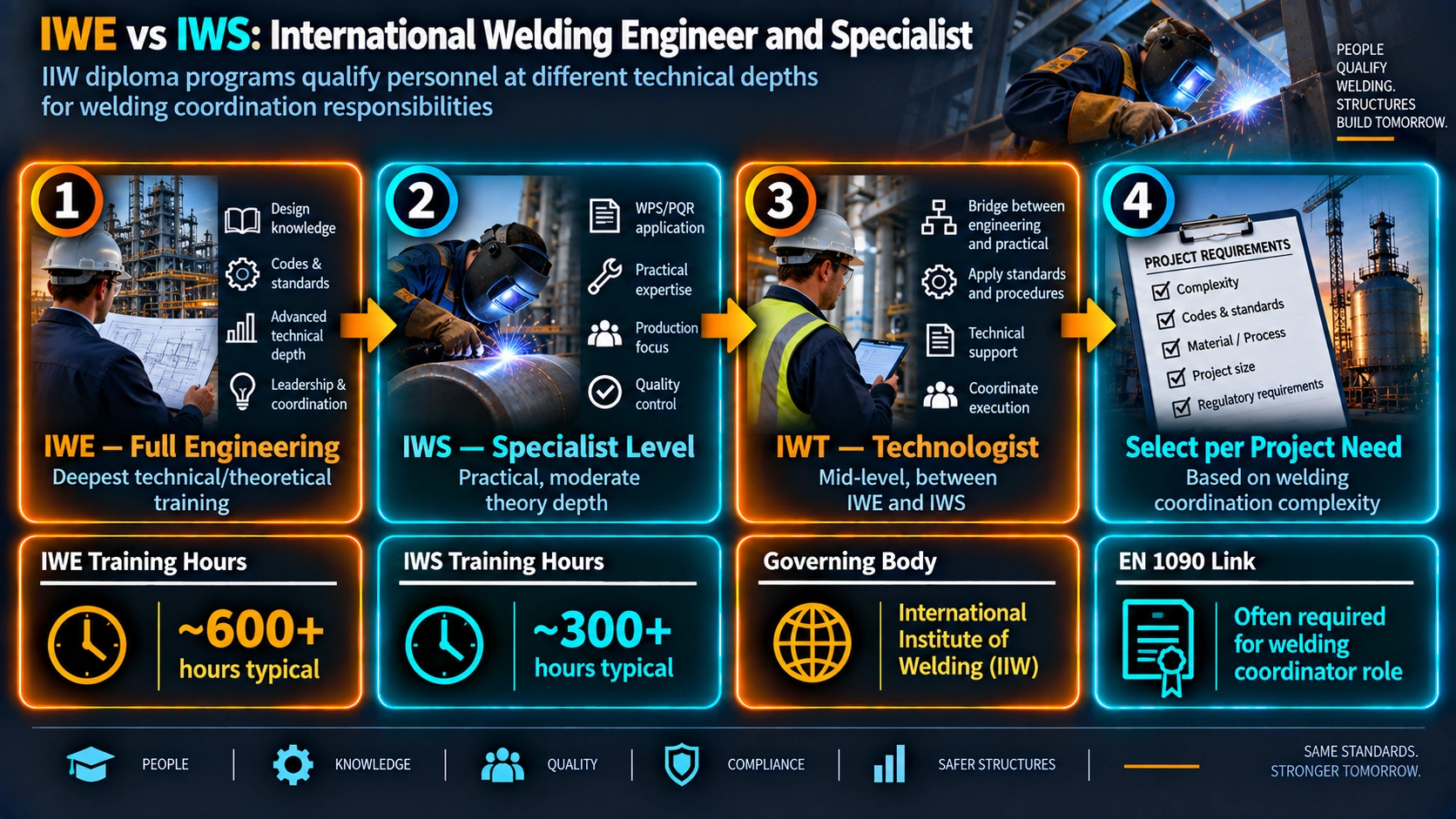 IWE versus IWS international welding engineer and specialist qualification levels