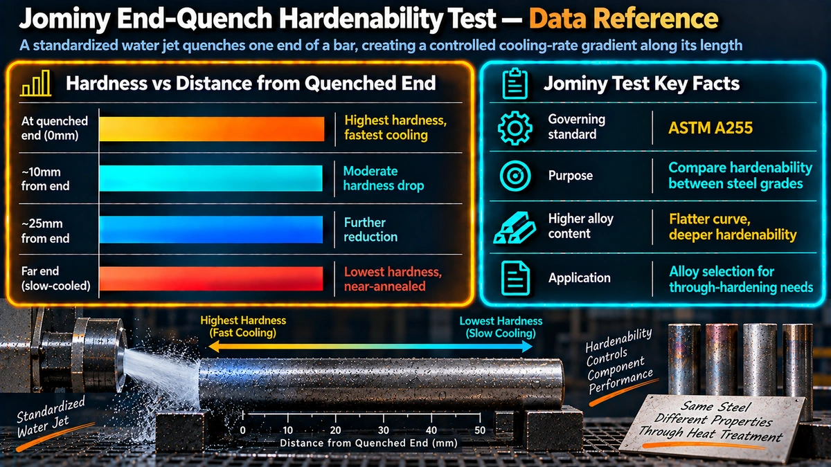 Jominy end quench hardenability test procedure