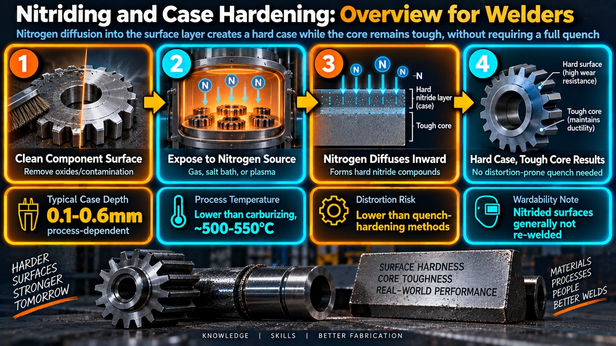 Nitriding case hardening process for welders