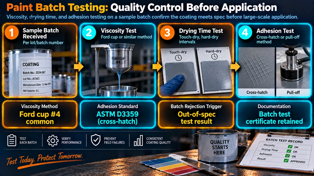 Paint batch testing quality control process before application