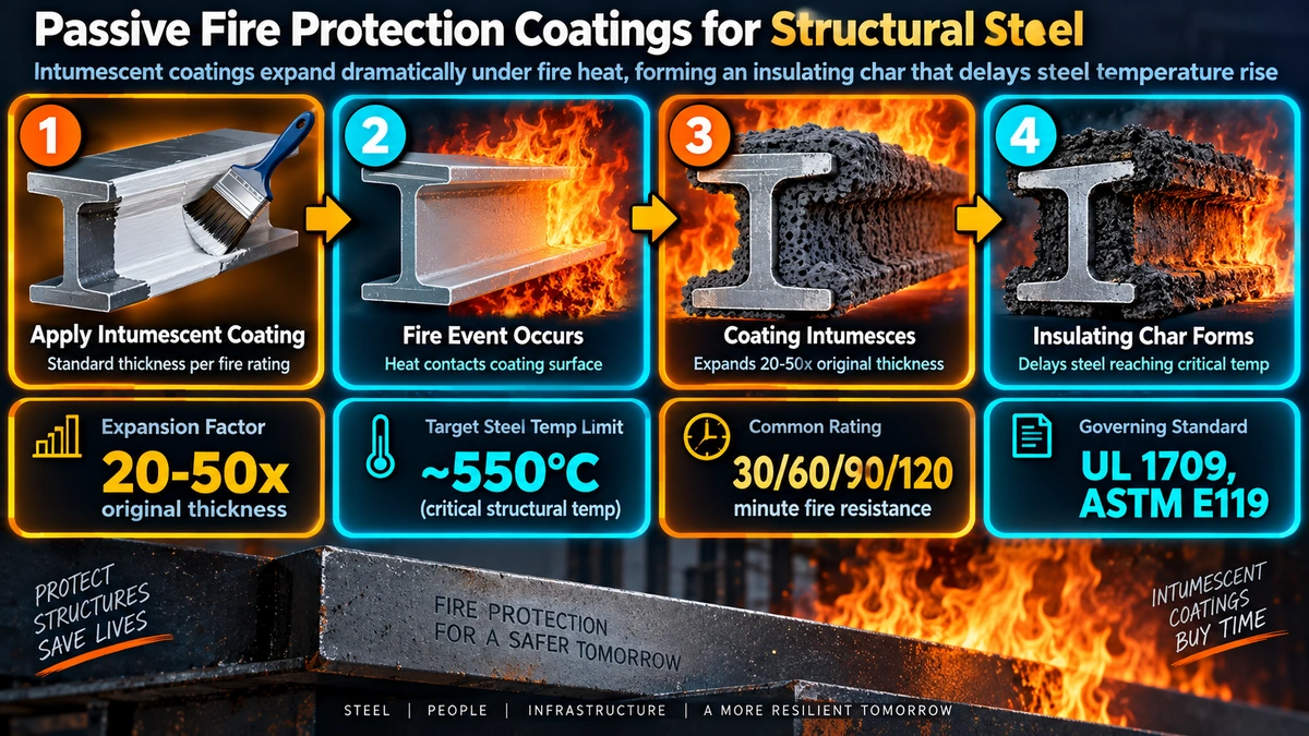 Passive fire protection intumescent coating process for structural steel