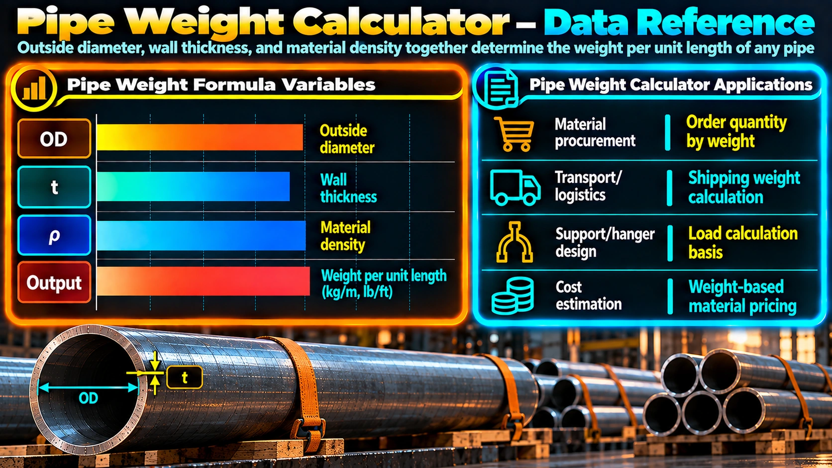 Pipe weight formula variables and calculator applications