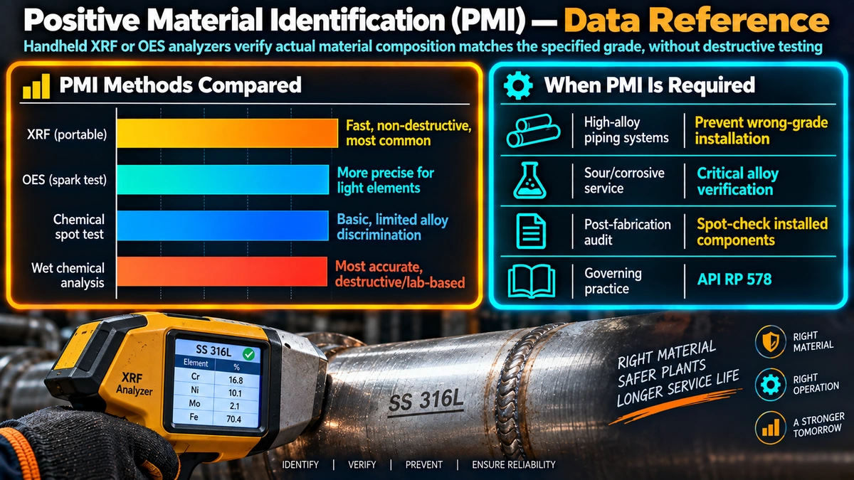 PMI methods compared and when positive material identification is required