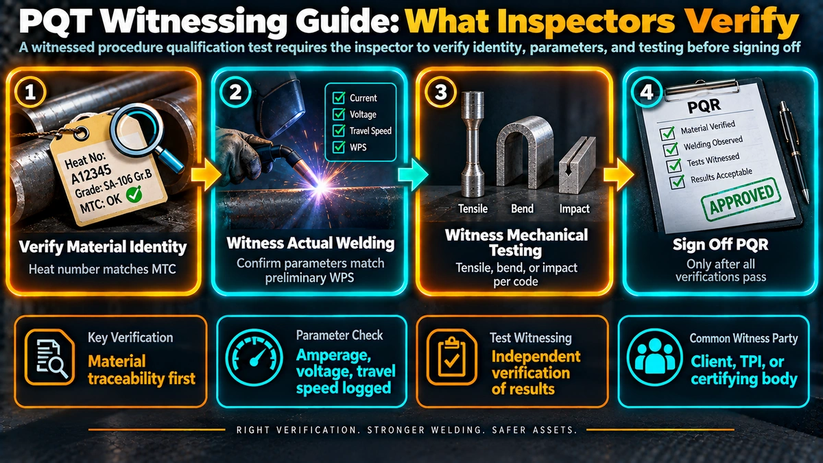 Procedure qualification test witnessing verification process