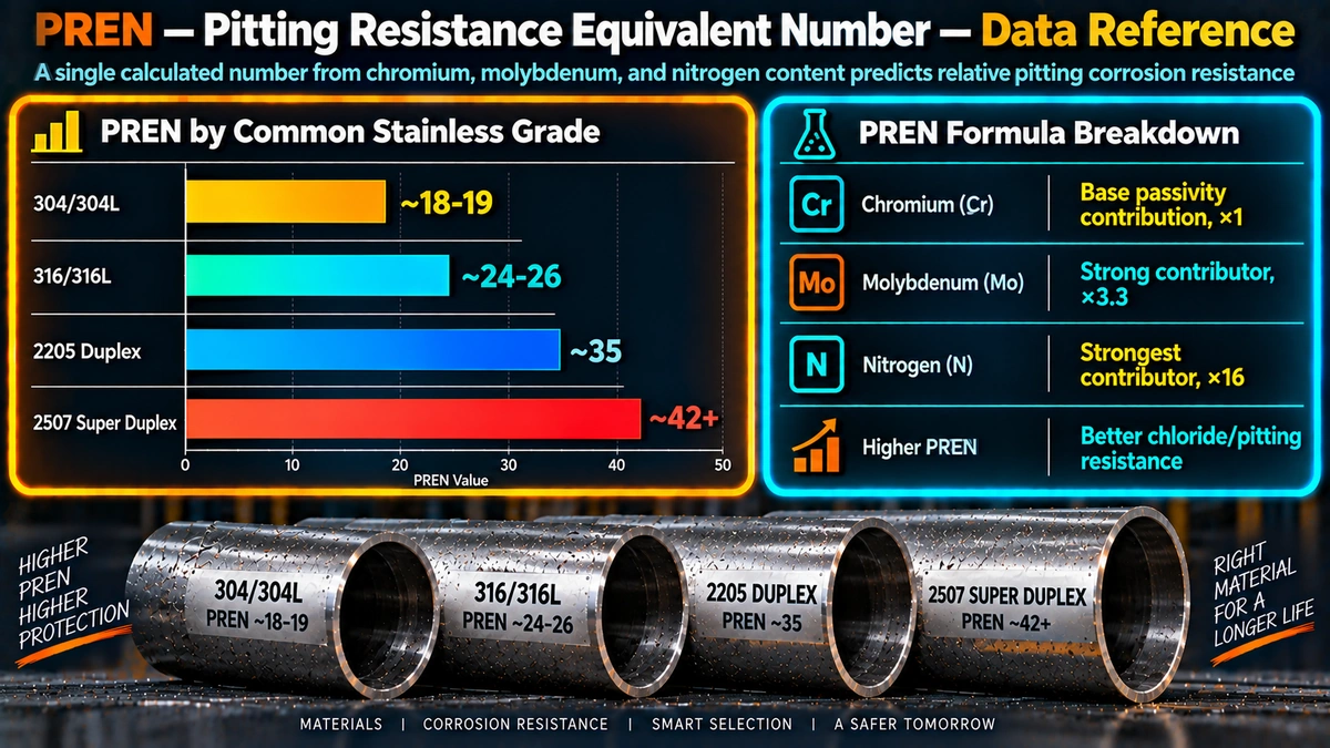 PREN pitting resistance equivalent number calculation process