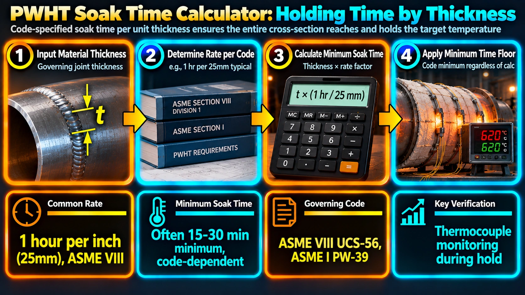 PWHT soak time calculator process by thickness