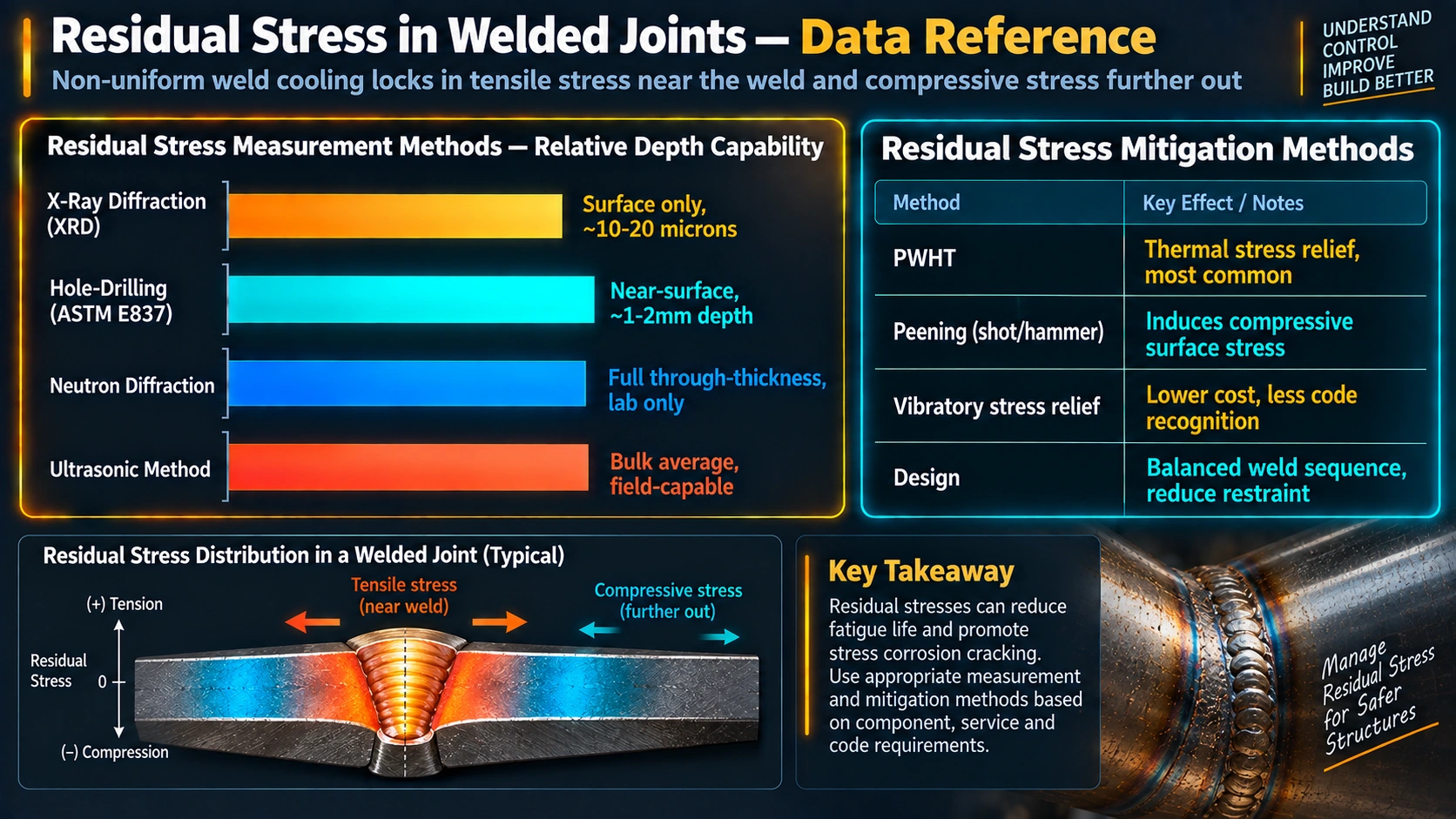 Residual stress measurement method depth capability and mitigation techniques compared
