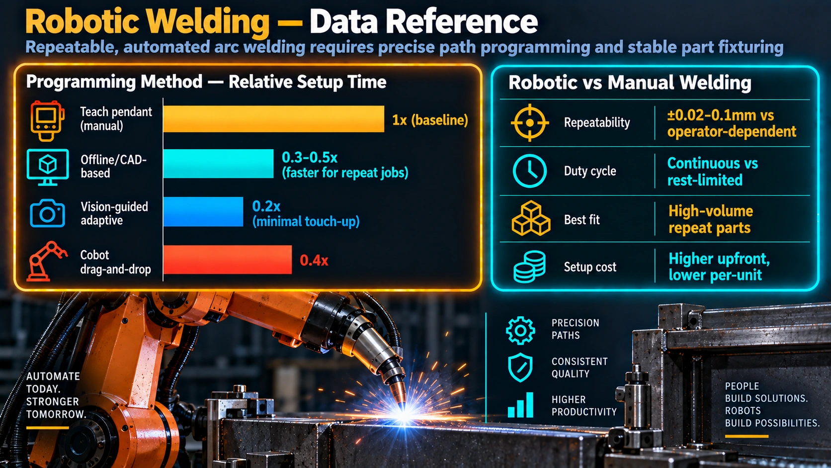 Robotic welding programming methods compared by relative setup time