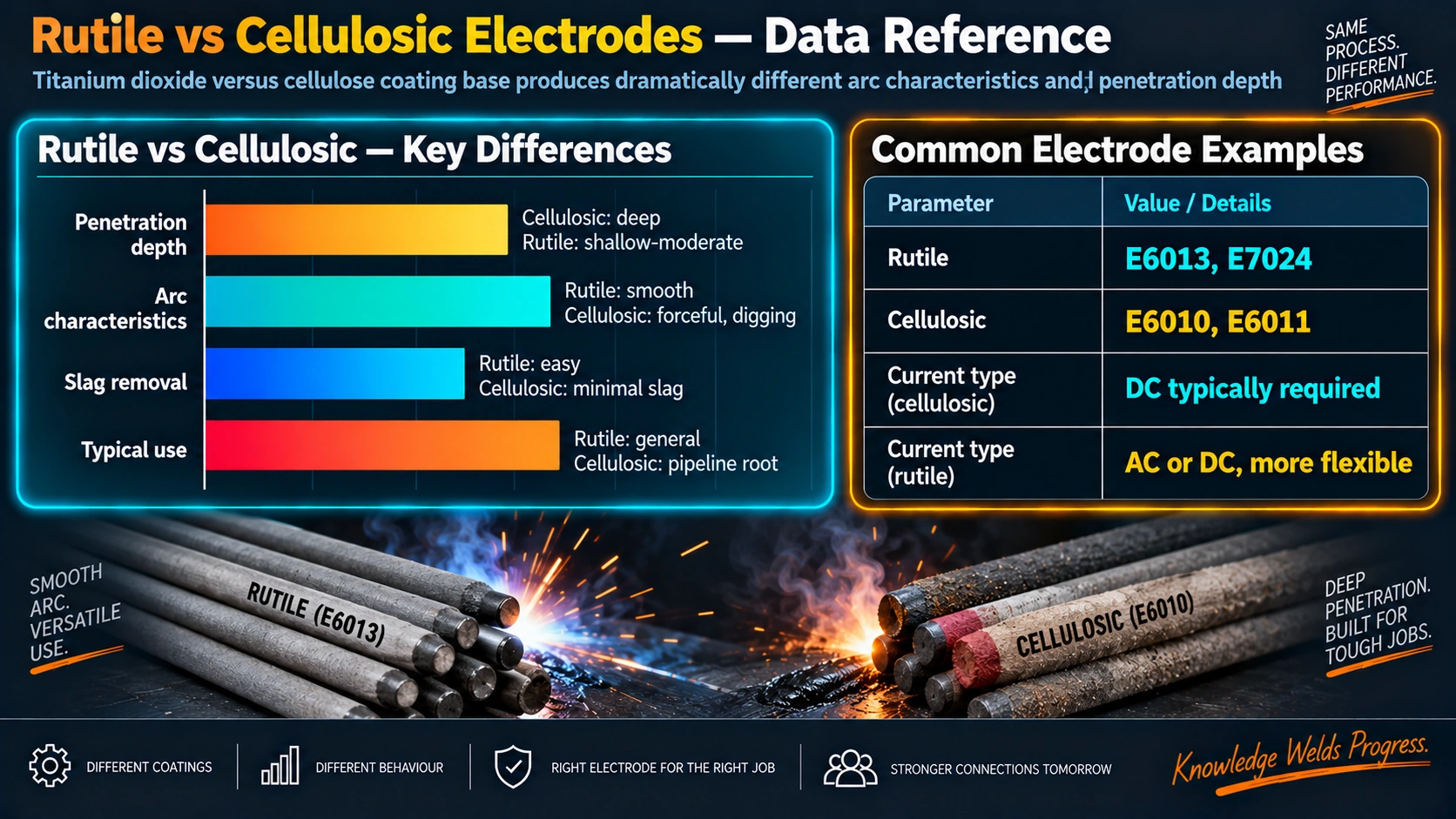 Rutile versus cellulosic electrode key differences and common examples