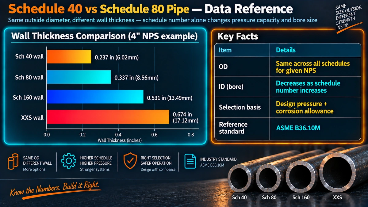 Pipe schedule wall thickness comparison and key selection facts