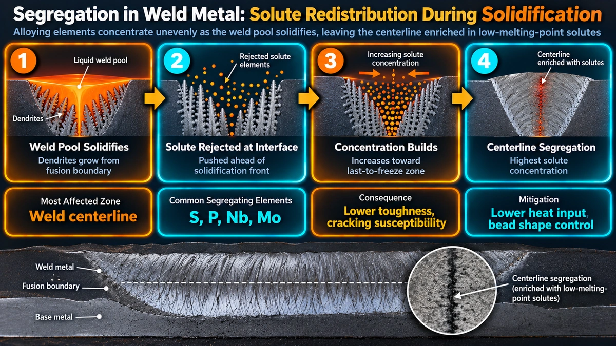 Segregation in weld metal formation process during solidification