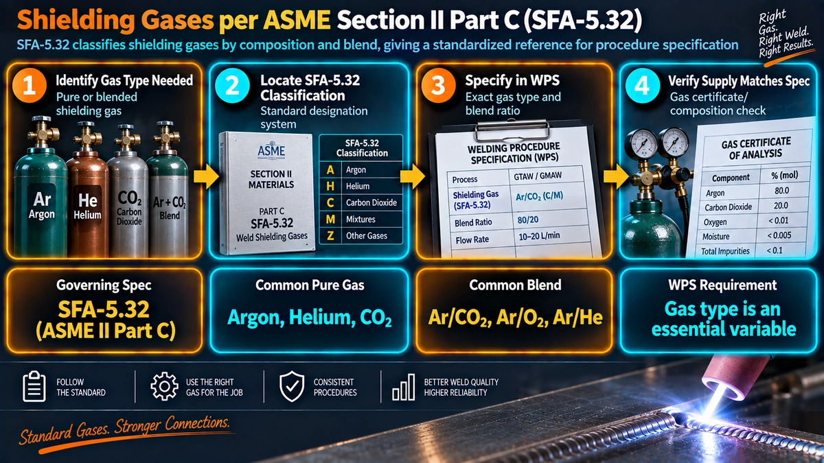 Shielding gas classification process per ASME SFA-5.32