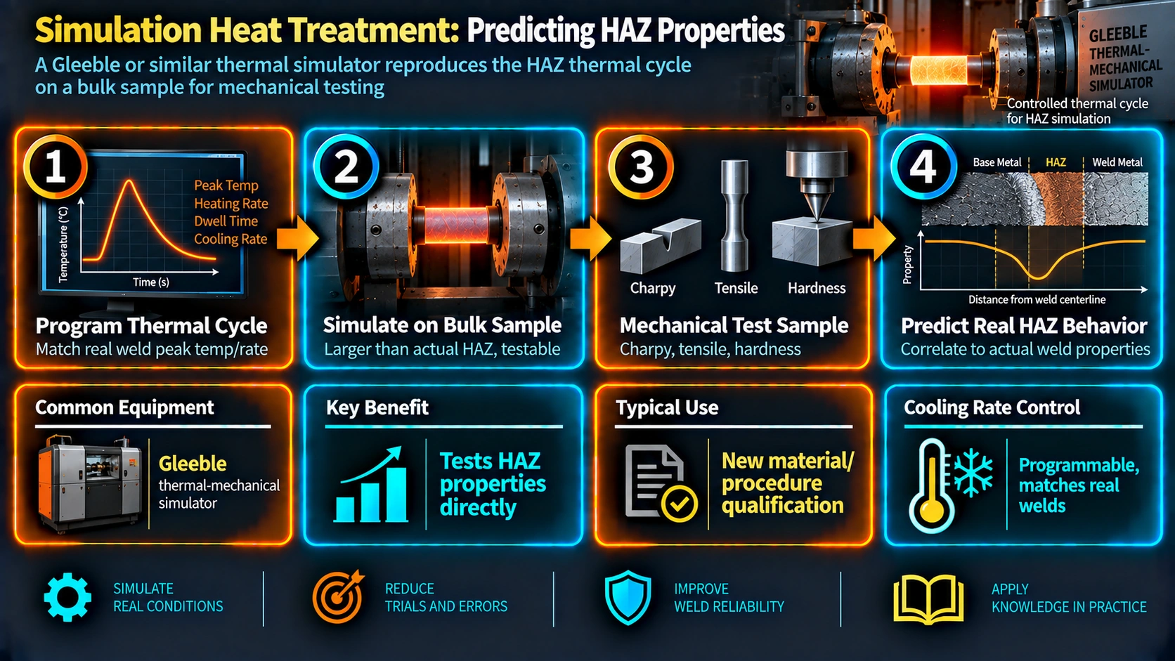 Thermal simulation heat treatment process for predicting HAZ properties
