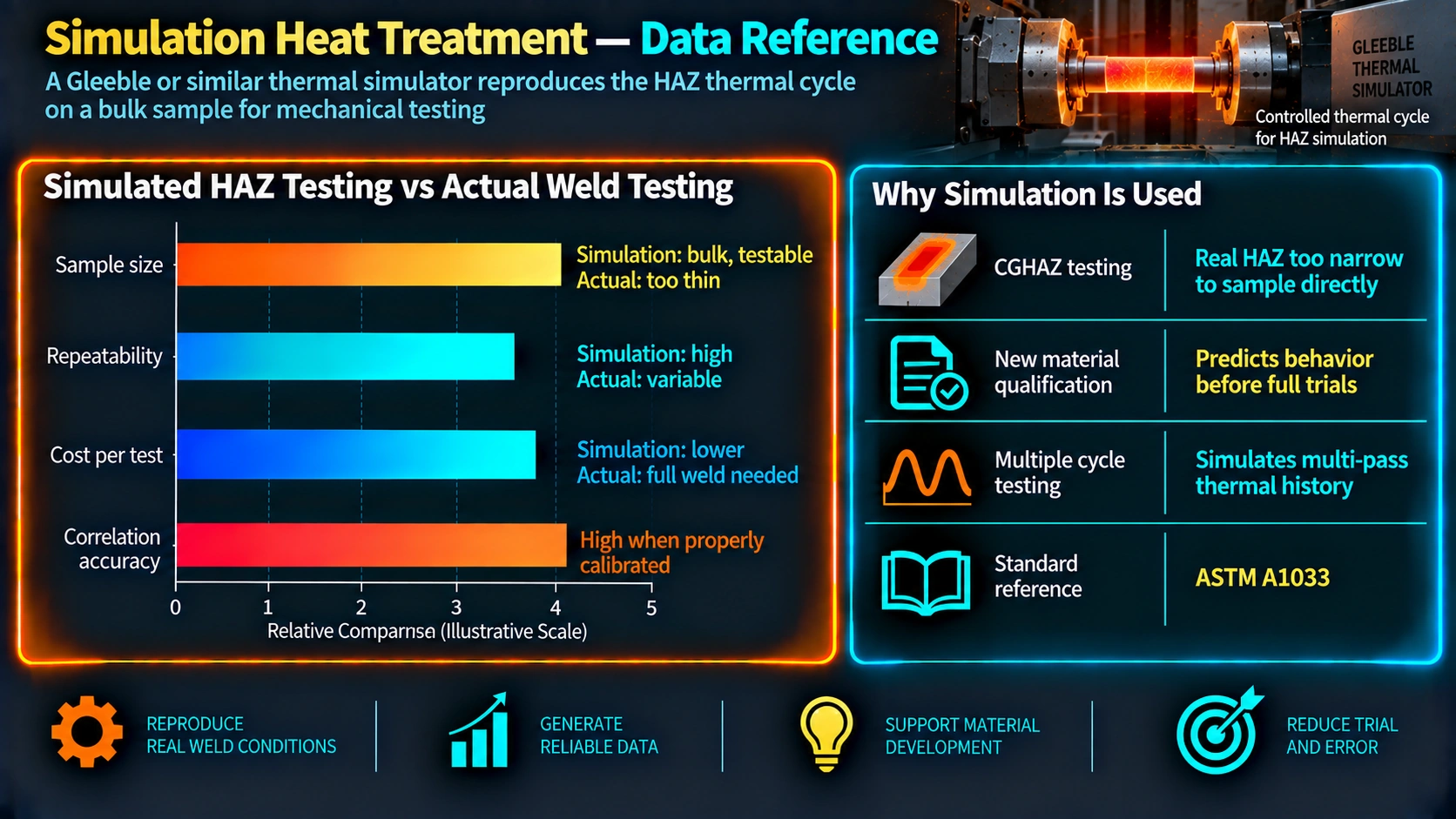 Simulated versus actual weld HAZ testing comparison