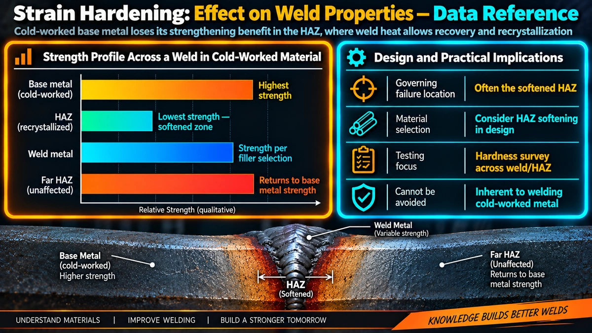 Strength profile across a weld in cold-worked material and design implications