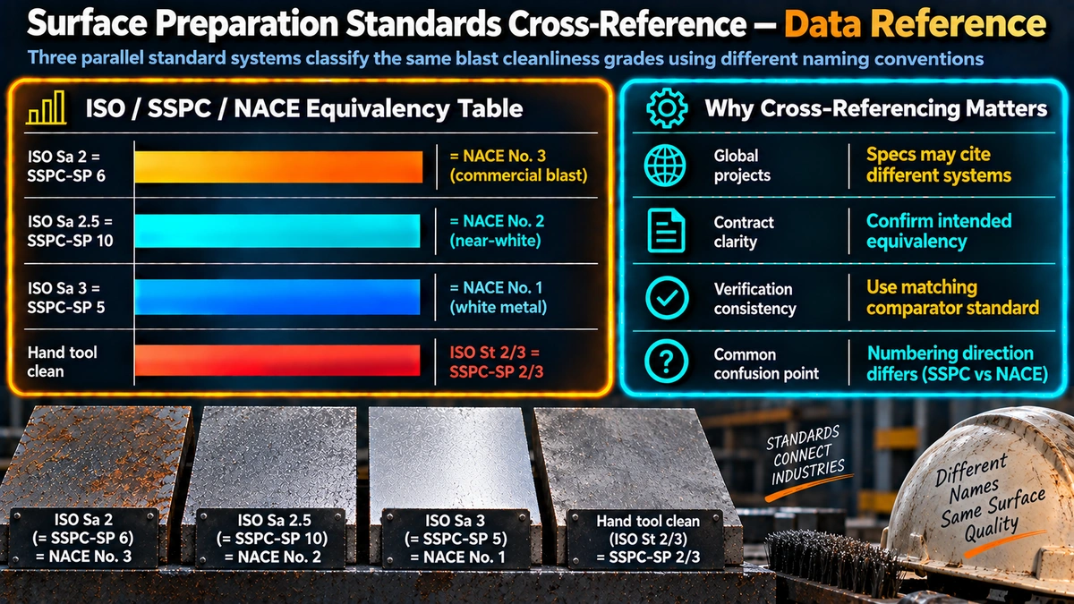 ISO SSPC NACE surface preparation standard equivalency table