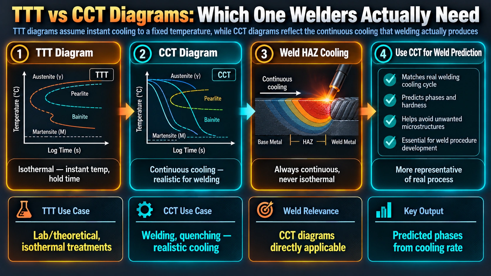 TTT versus CCT diagram comparison for welders