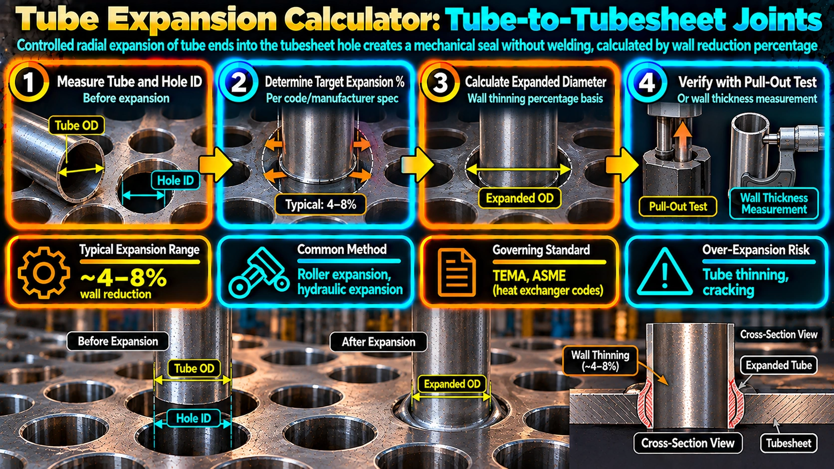 Tube expansion calculation process for tube-to-tubesheet joints