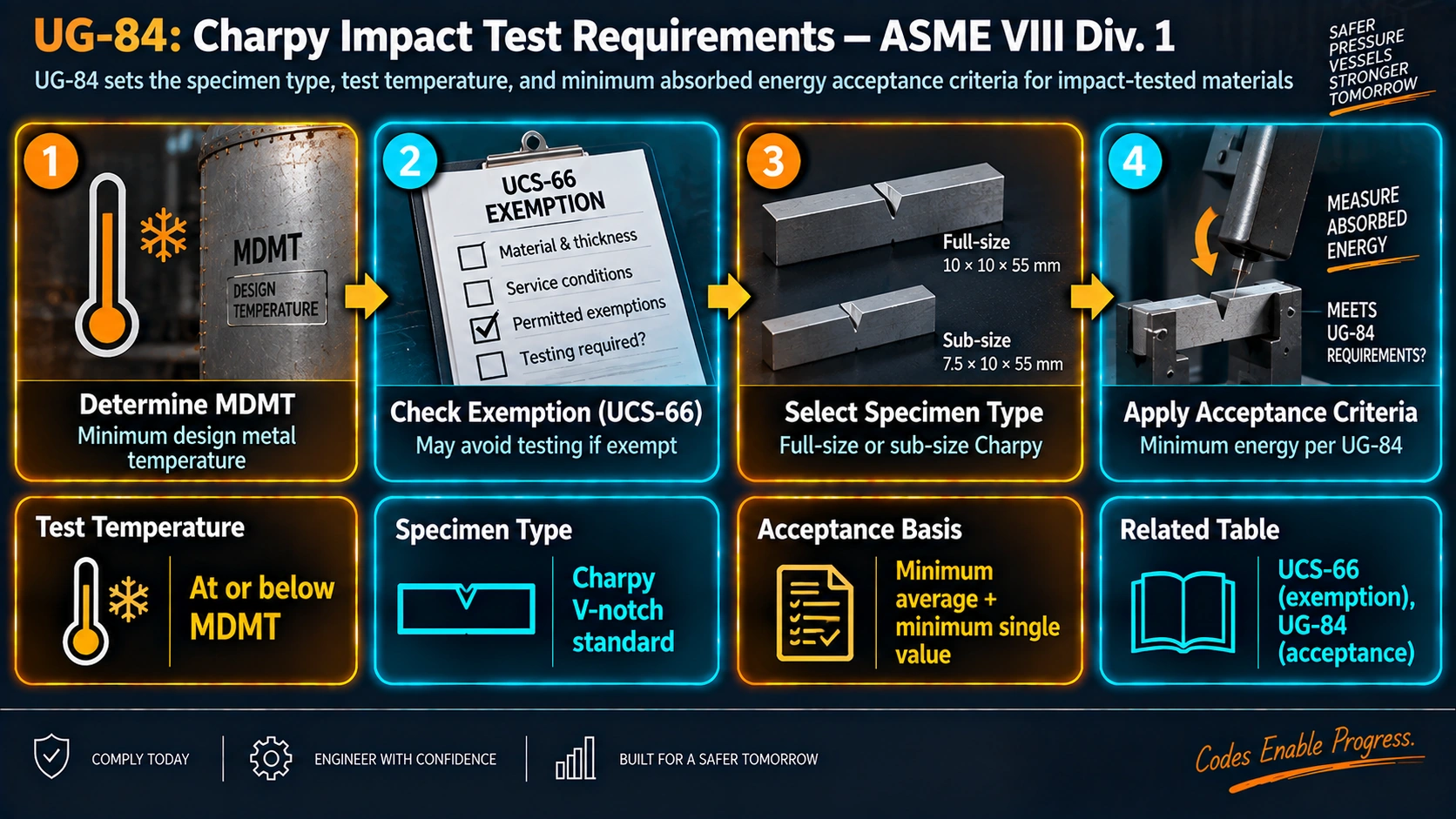 ASME Section VIII UG-84 Charpy impact test requirement determination process