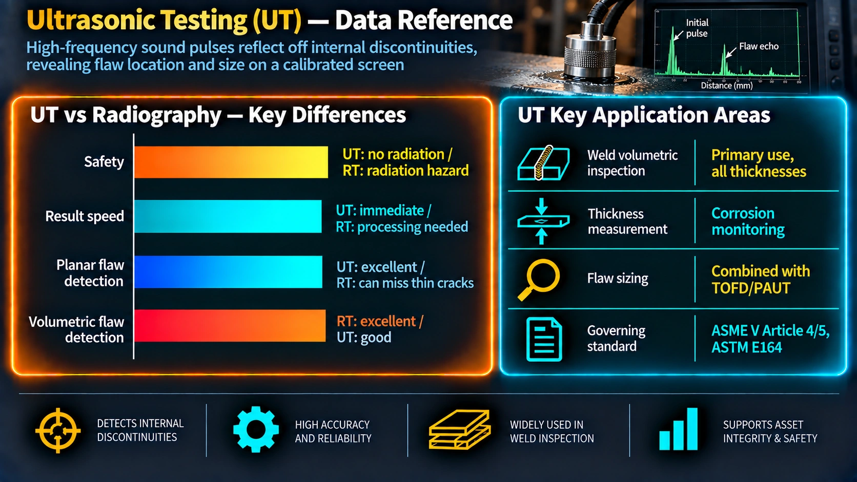 Ultrasonic testing versus radiography key differences and application areas
