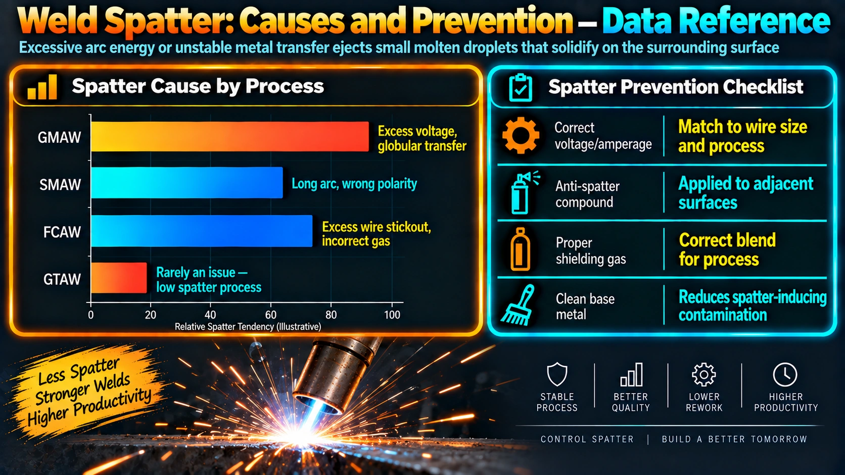 Weld Spatter: Causes and Prevention — Data Reference