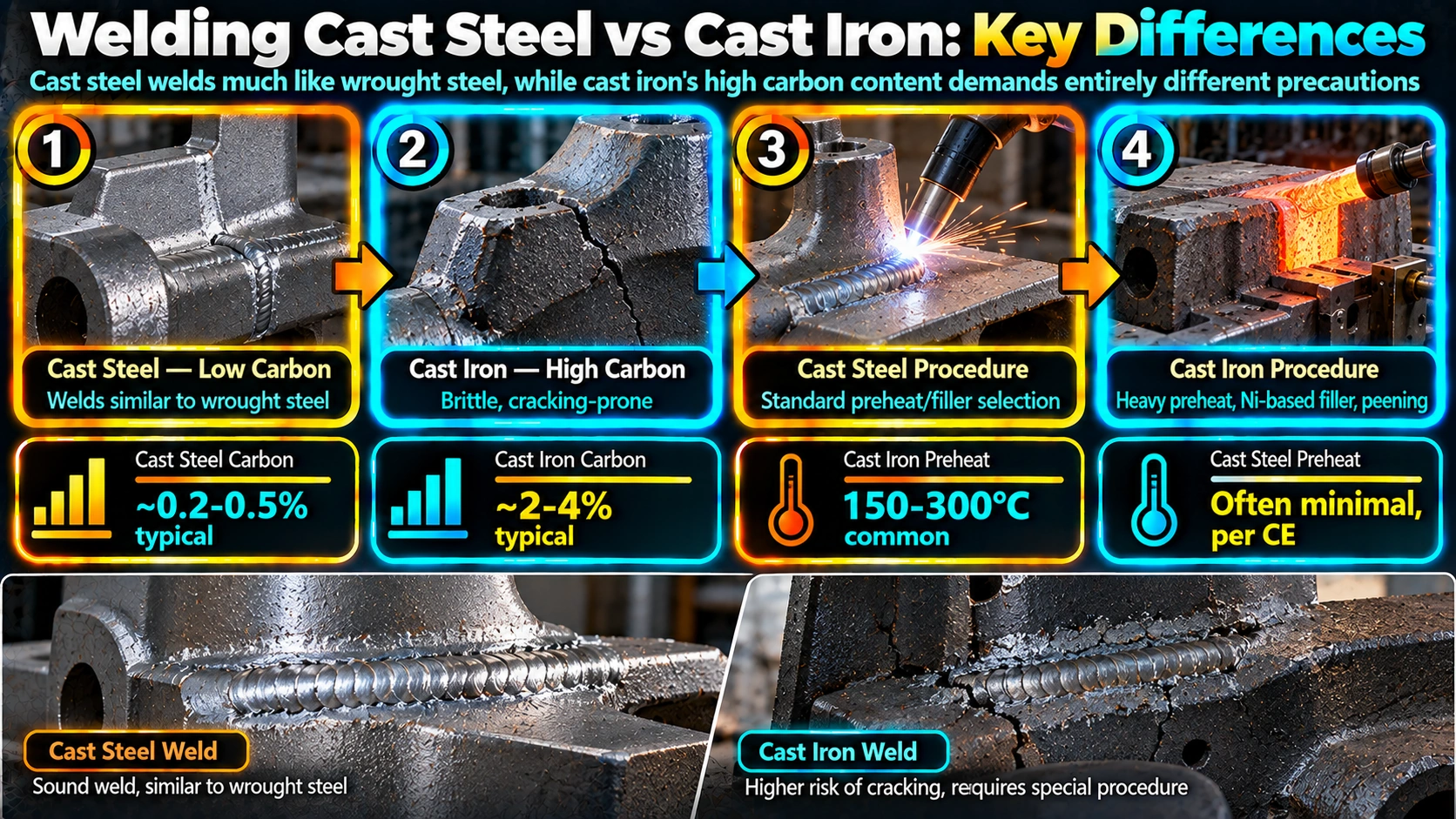 Welding Cast Steel vs Cast Iron: Key Differences