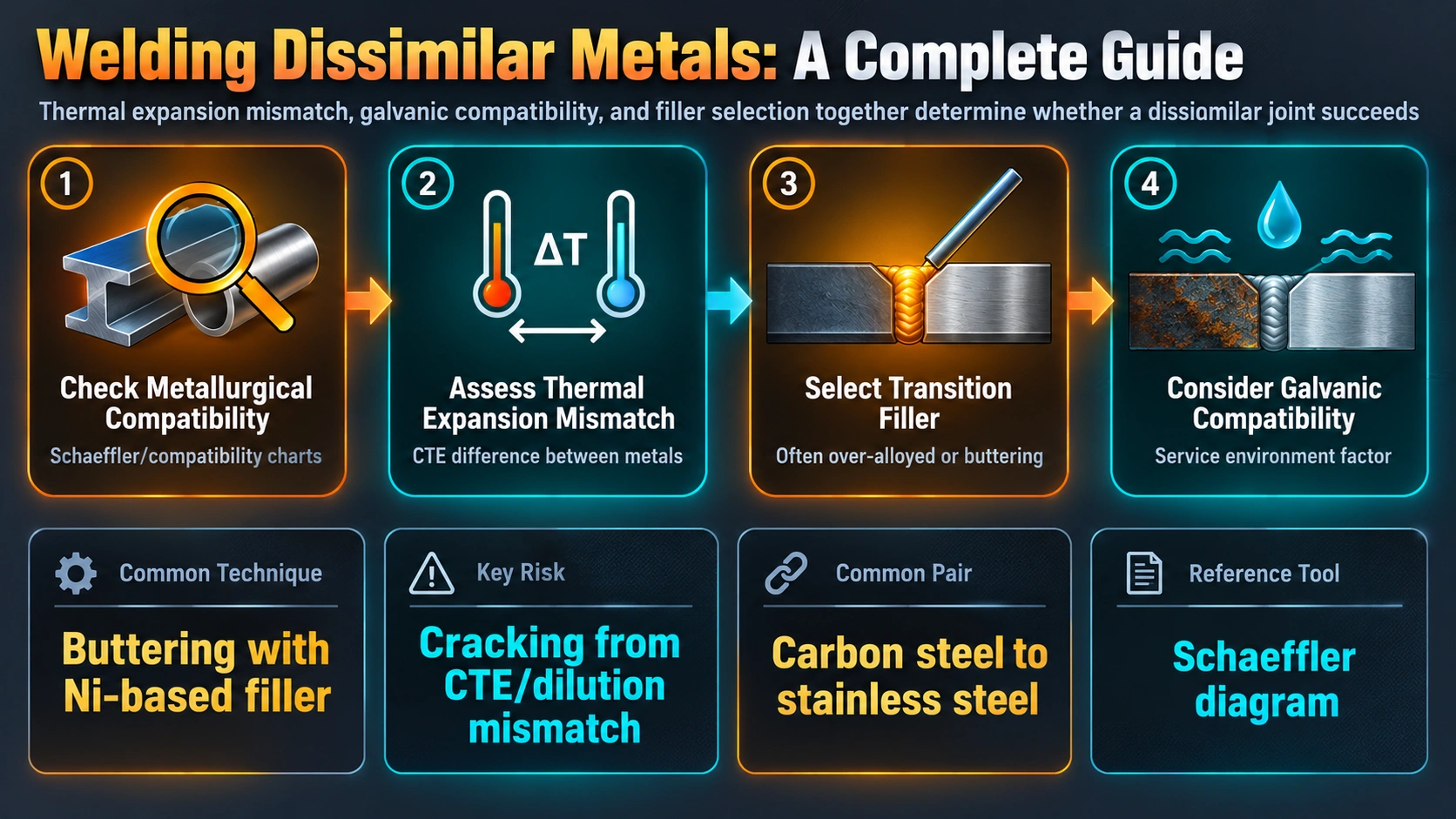 Welding dissimilar metals compatibility assessment process