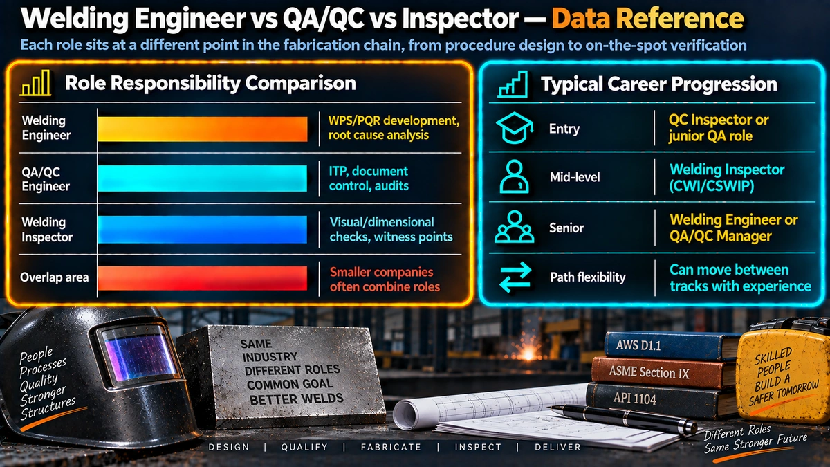 Welding role responsibility comparison and typical career progression