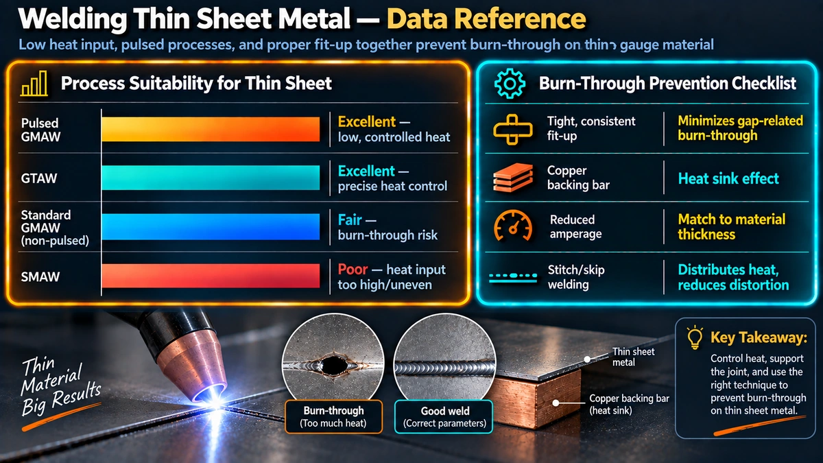 Process suitability for thin sheet metal and burn-through prevention checklist
