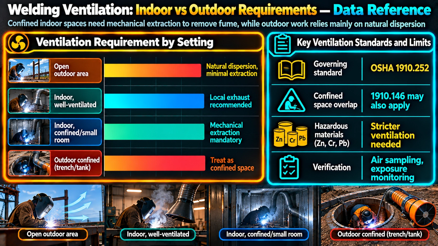 Welding Ventilation: Indoor vs Outdoor Requirements — Data Reference