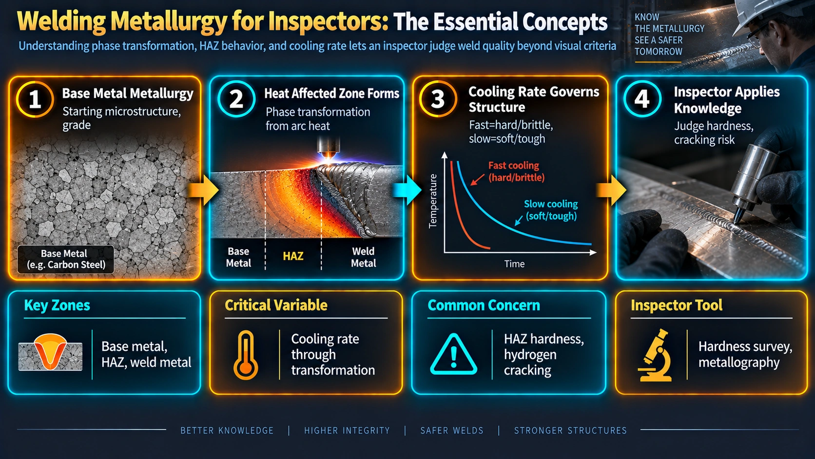 Welding metallurgy essential concepts for inspectors including HAZ and cooling rate